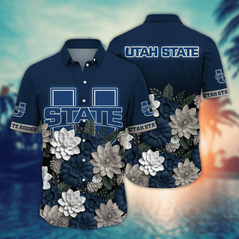 Utah State Aggies NCAA3 Flower Hawaii Shirt And Tshirt For Fans, Summer Football Shirts NA49704