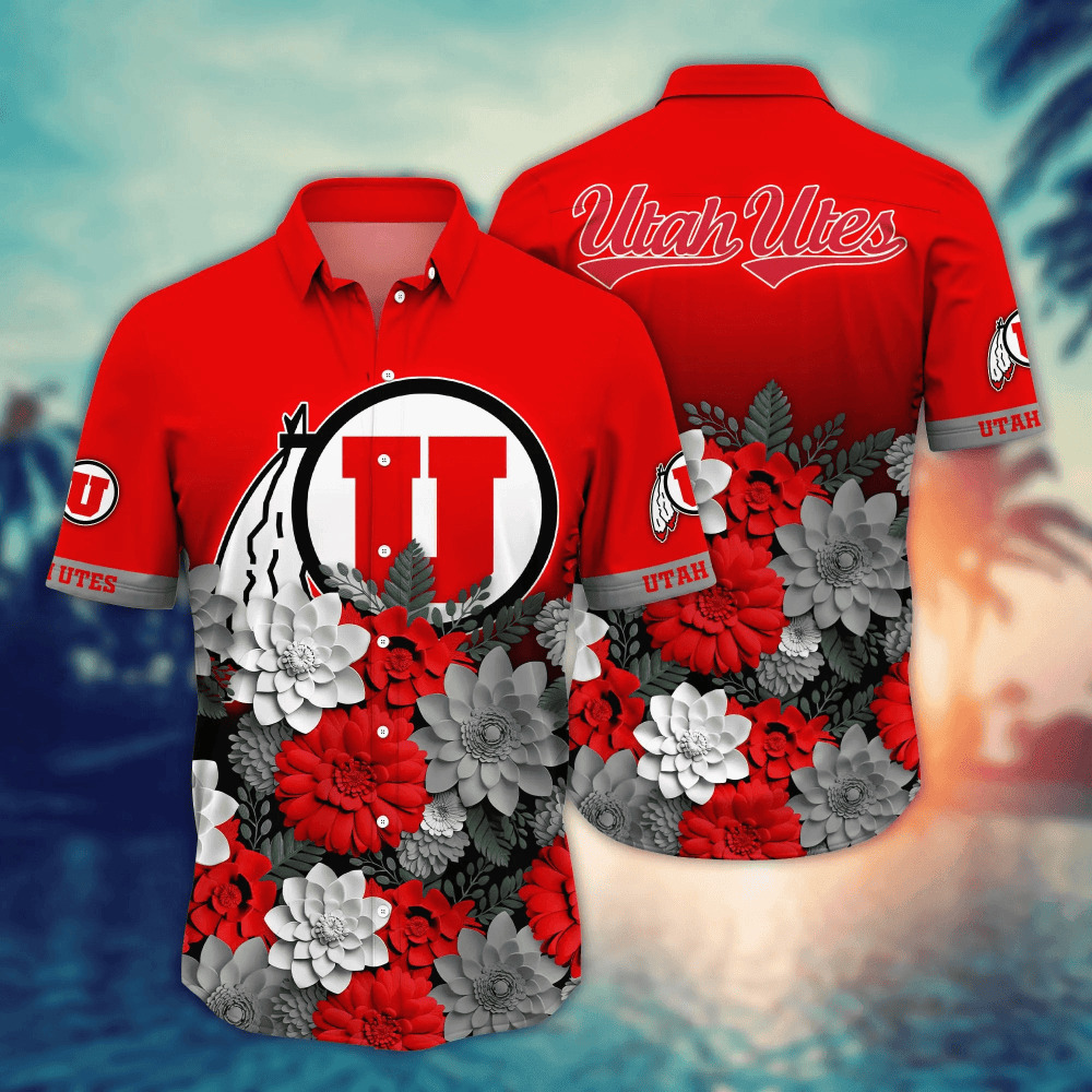 Utah Utes NCAA2 Flower Hawaii Shirt And Tshirt For Fans, Summer Football Shirts NA49704