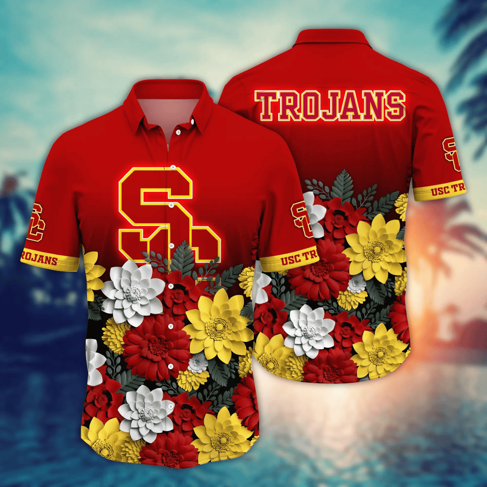 USC Trojans NCAA1 Flower Hawaii Shirt And Tshirt For Fans, Summer Football Shirts NA49704
