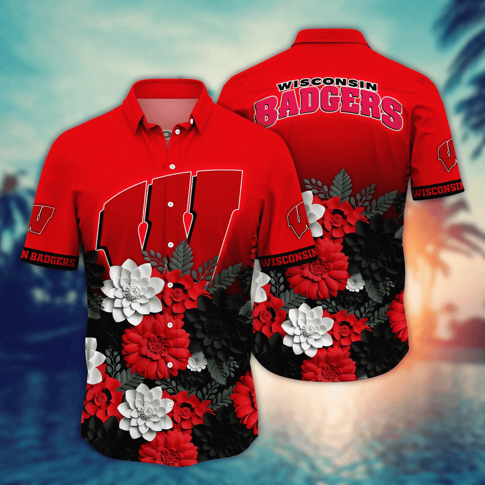 Wisconsin Badgers NCAA1 Flower Hawaii Shirt And Tshirt For Fans, Summer Football Shirts NA49704