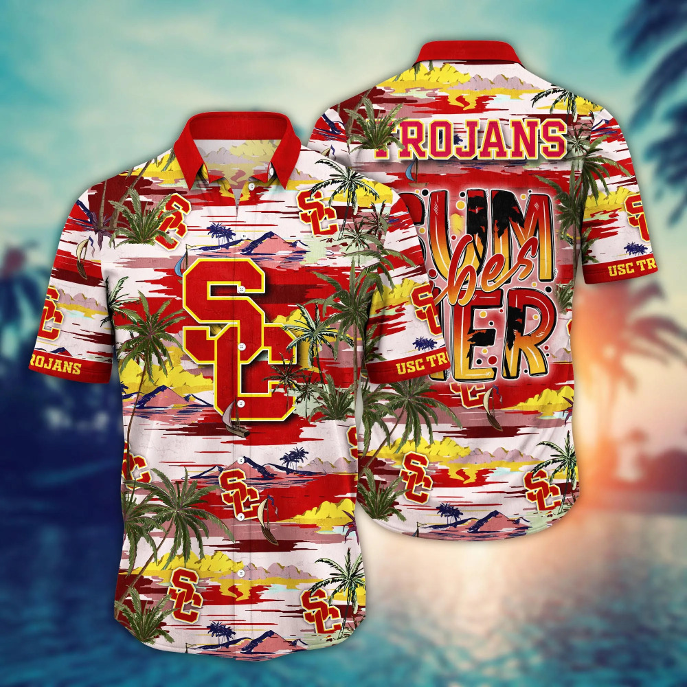 USC Trojans NCAA1 Flower Hawaii Shirt And Tshirt For Fans, Summer Football Shirts NA49816