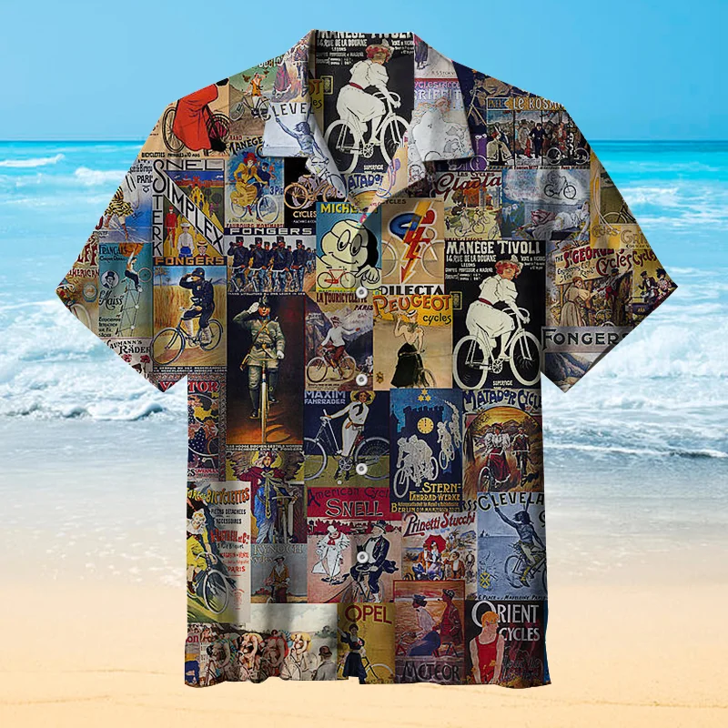 World Bicycle Tour Collage Hawaiian Shirt