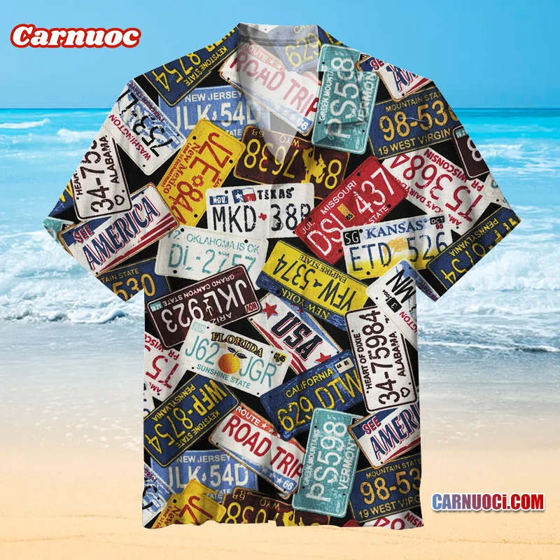 Vehicle Registration Plates Unisex Hawaiian Shirt
