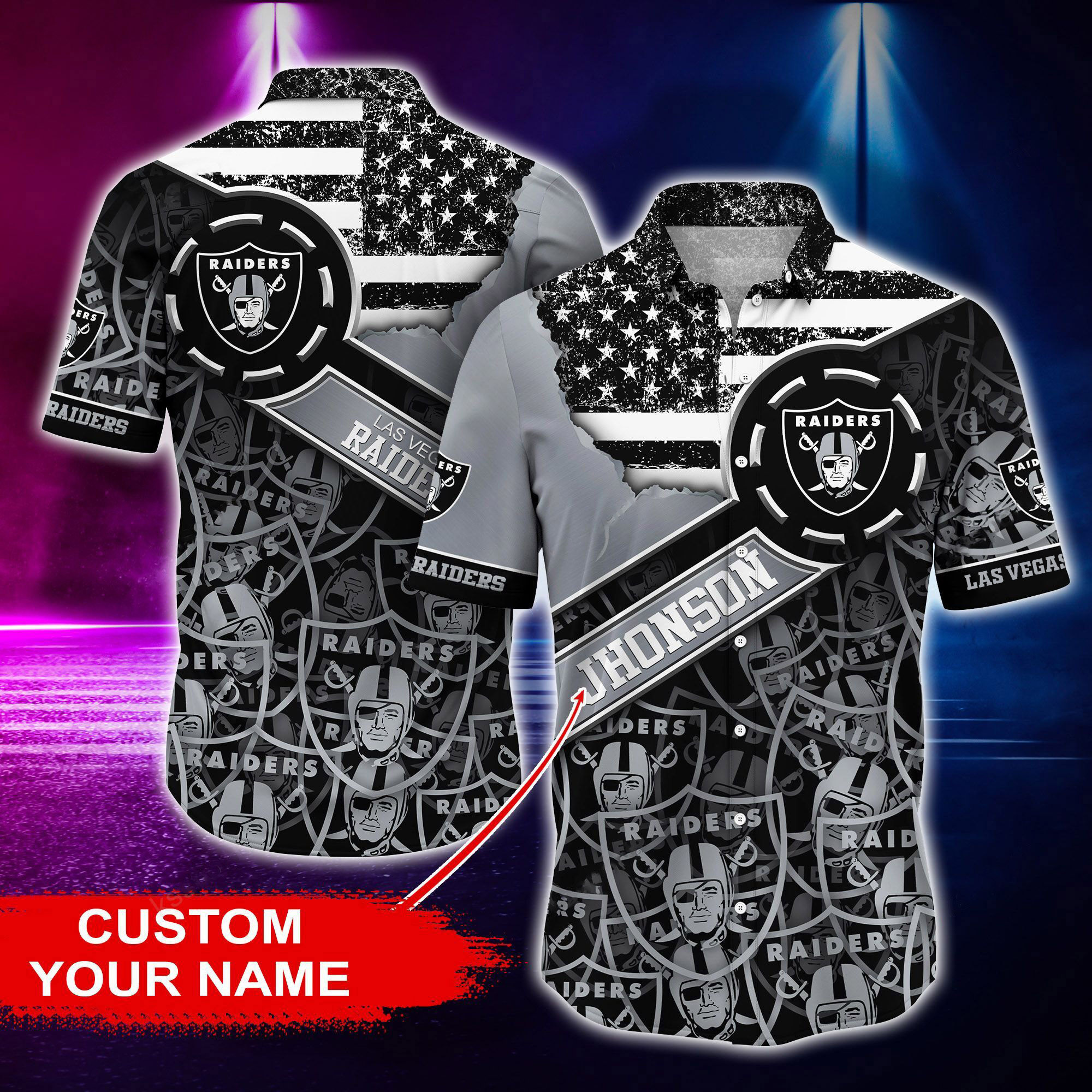 Las Vegas Raiders Personalized Button Shirt and T-shirt BG175
