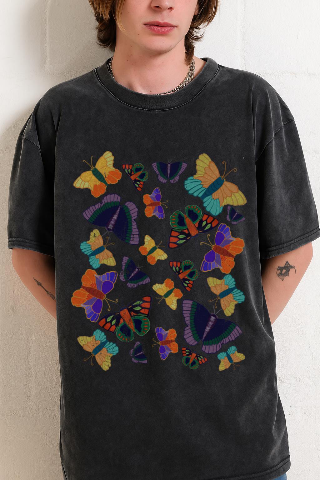 Butterfly Swarm T-Shirt | Nature Lover Spring Garden Tee - Image 2