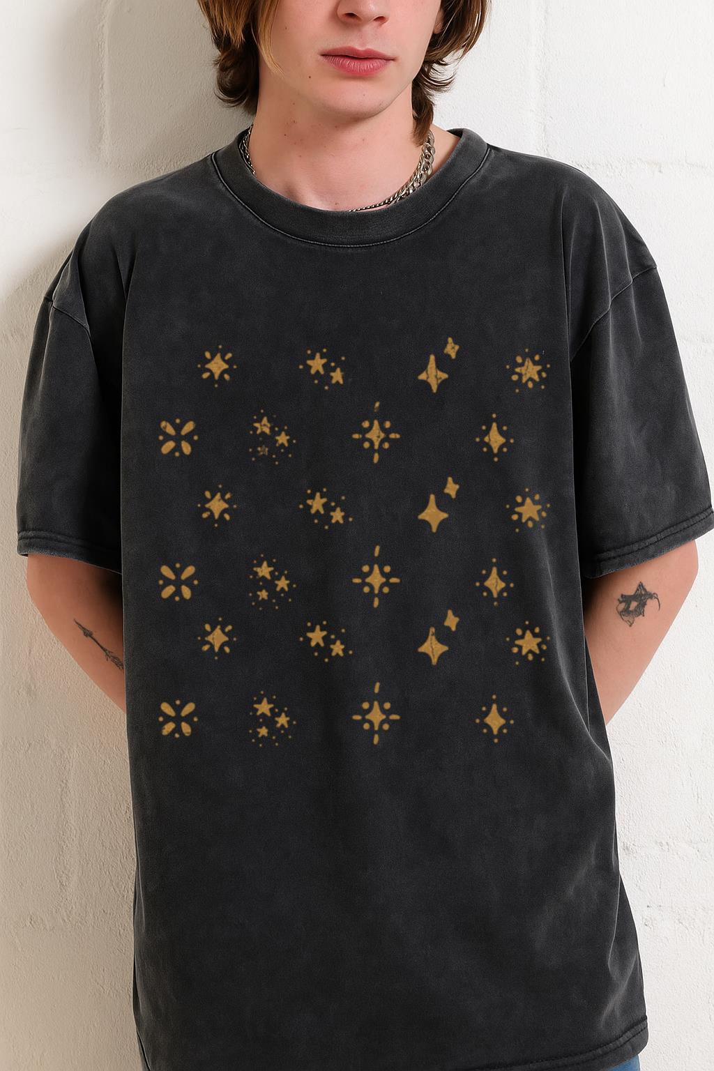 Cute Yellow Stars T-Shirt | Hand-Drawn Journaling Doodle Tee - Image 2