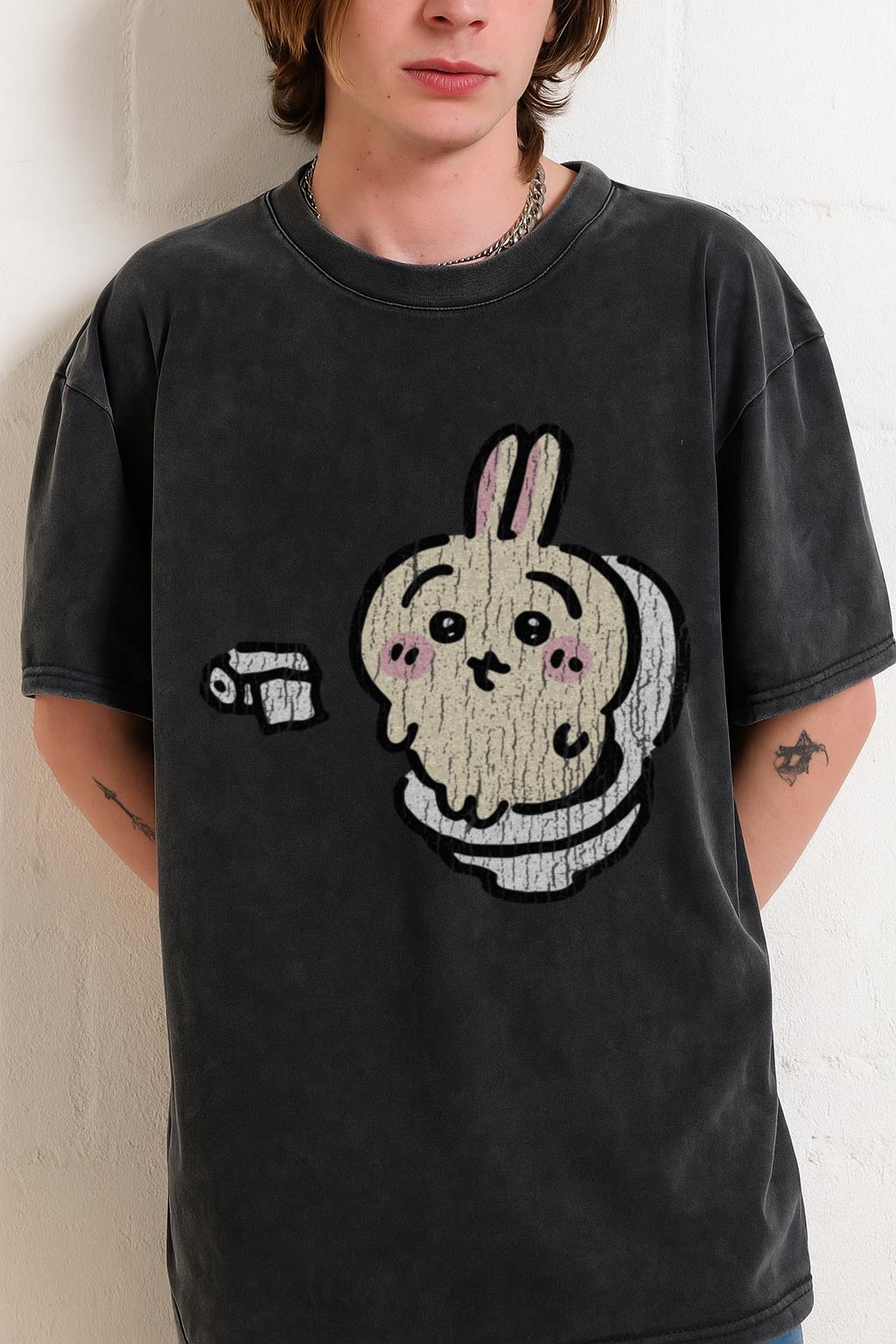 Funny Chiikawa Usagi Toilet T-Shirt | Poop Meme Kawaii Tee - Image 2