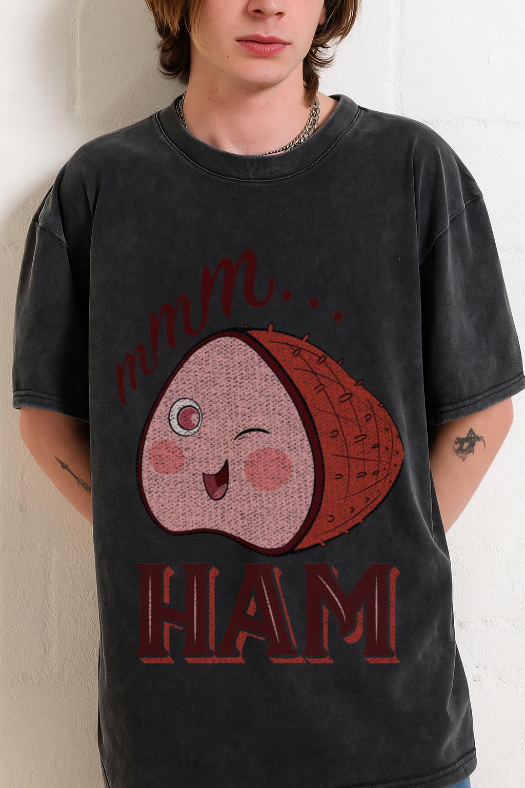 Funny "Mmm Ham!" T-Shirt | Foodie Meat Lover Graphic Tee - Image 2