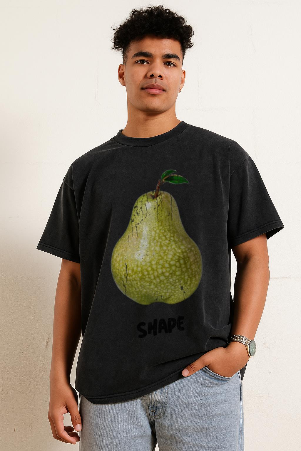 Funny Pear Shape T-Shirt | Fruit Lover Acid Wash Tee