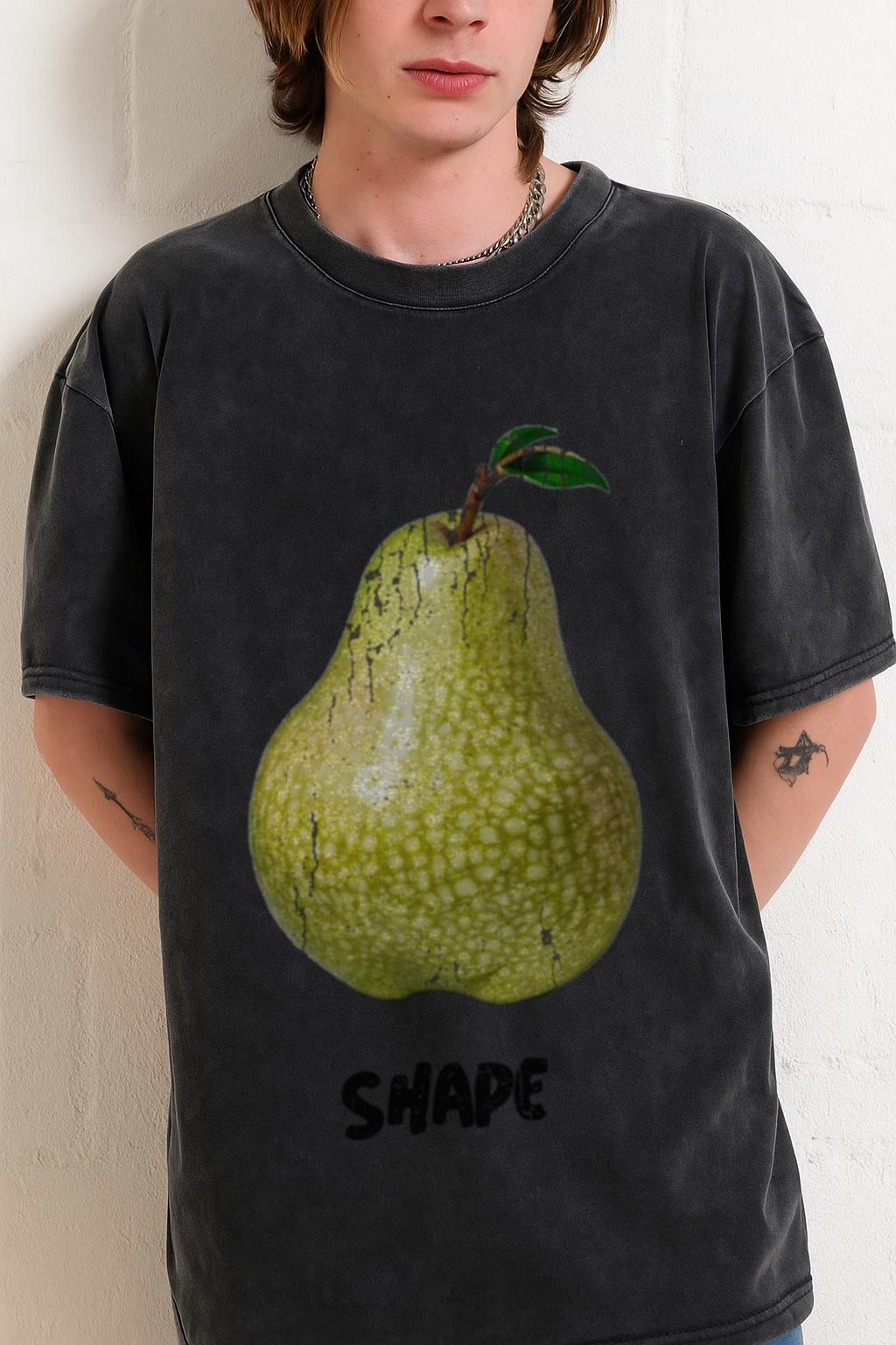 Funny Pear Shape T-Shirt | Fruit Lover Acid Wash Tee - Image 2