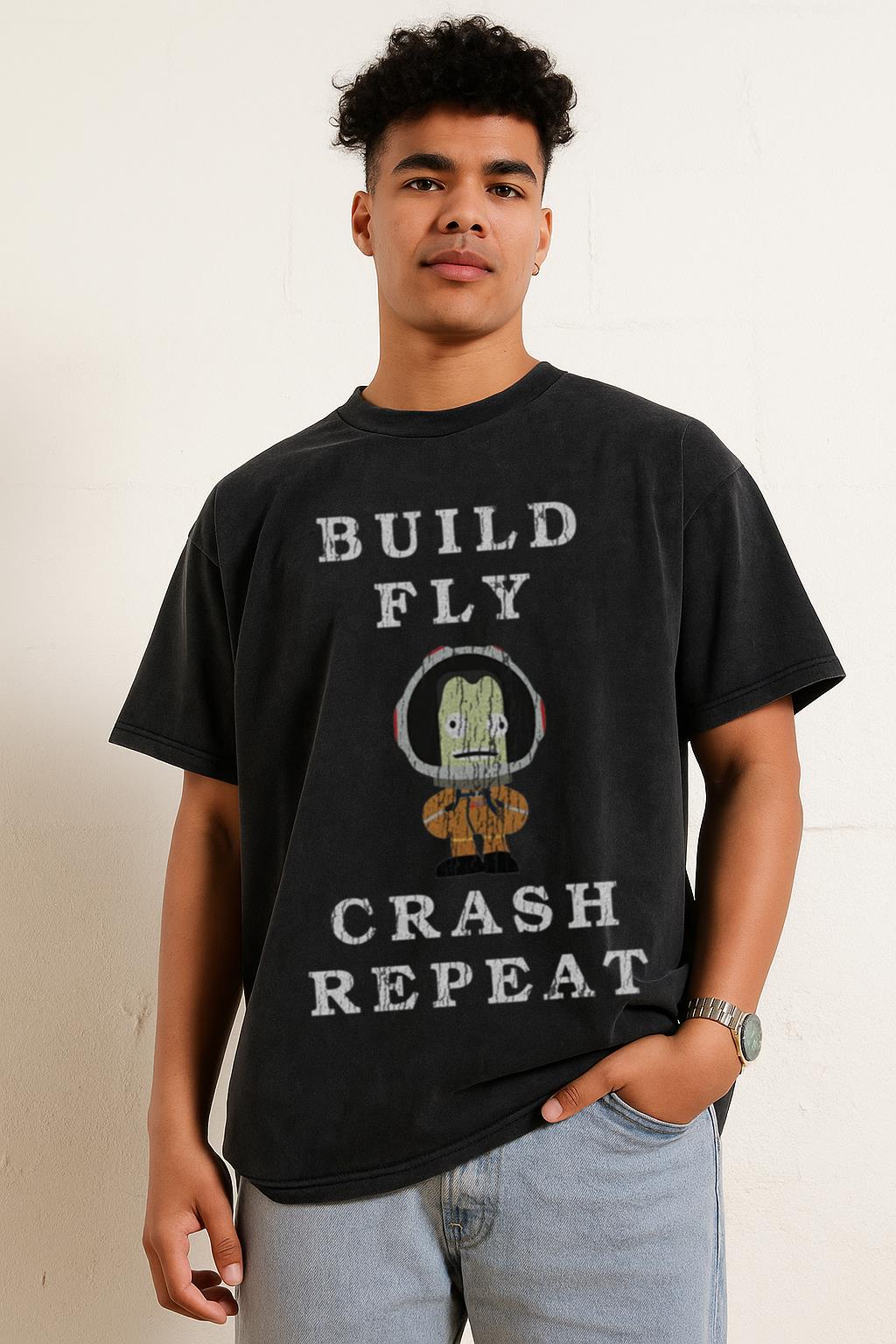 Kerbal Space Program T-Shirt | Build Fly Crash Repeat KSP Tee