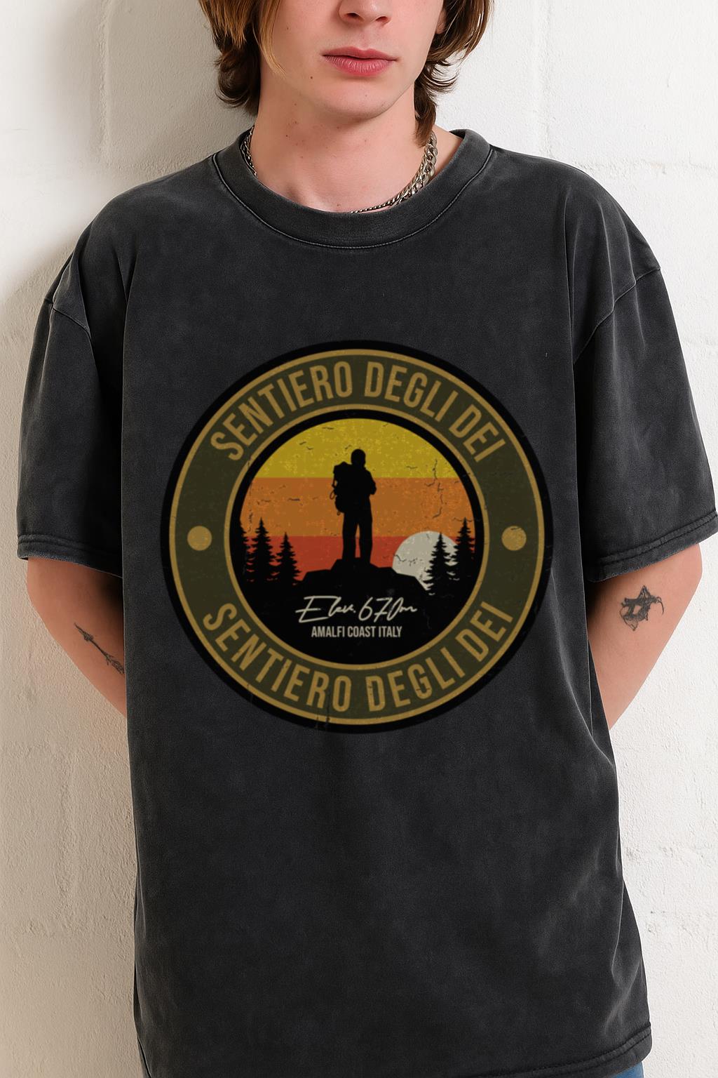 Sentiero degli Dei T-Shirt | Italy Mountain Hiking Trail - Image 2