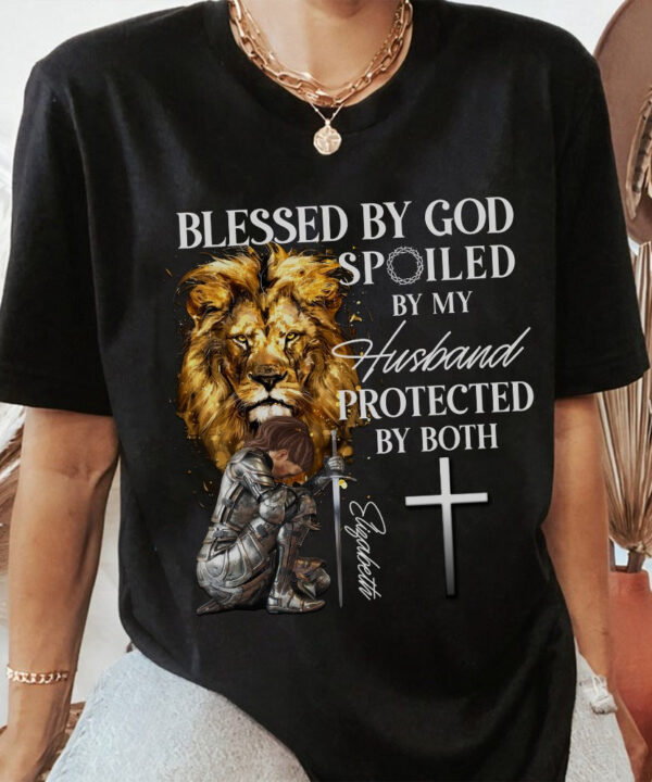 PersonalizedWomanWarriorofGodBlessedbyGodSpoiledbyMyHusbandT-Shirt2.jpg