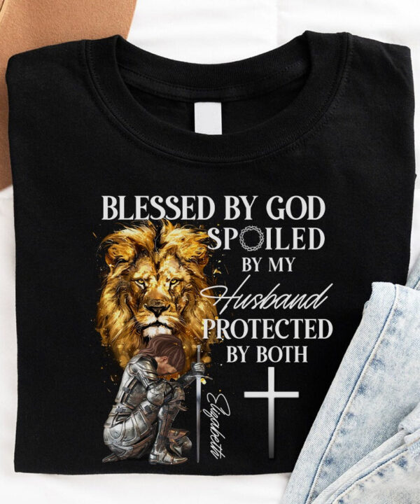 PersonalizedWomanWarriorofGodBlessedbyGodSpoiledbyMyHusbandT-Shirt3.jpg