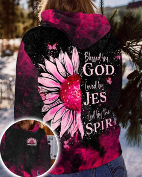 Pink Sunflower Blessed By God Loved By Jesus - Inspirational Christian 3D All Over Print T-Shirt And Hoodie